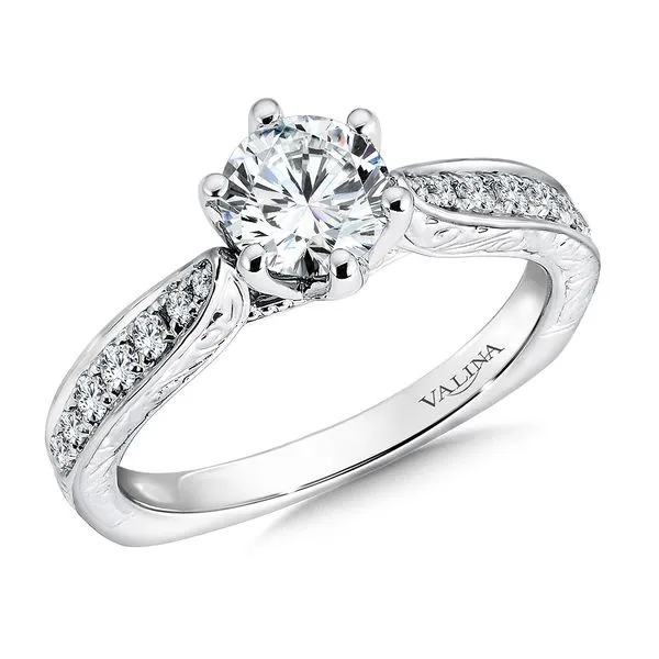 WHITE GOLD HAND ENGRAVED ENGAGEMENT RING similar item image