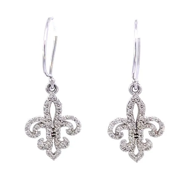 WHITE GOLD FLEUR DE LIS EARRINGS similar item image