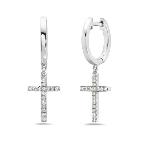 14KT WHITE GOLD DIAMOND CROSS EARRINGS