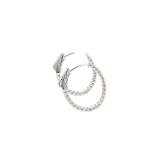 14KT DIAMOND OVAL HOOP EARRINGS Image 4 Z's Fine Jewelry Peoria, AZ
