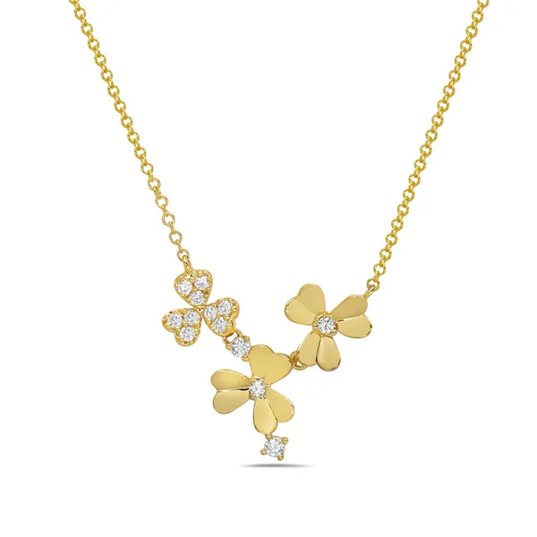 14KT YELLOW GOLD DIAMOND CLOVER PENDANT