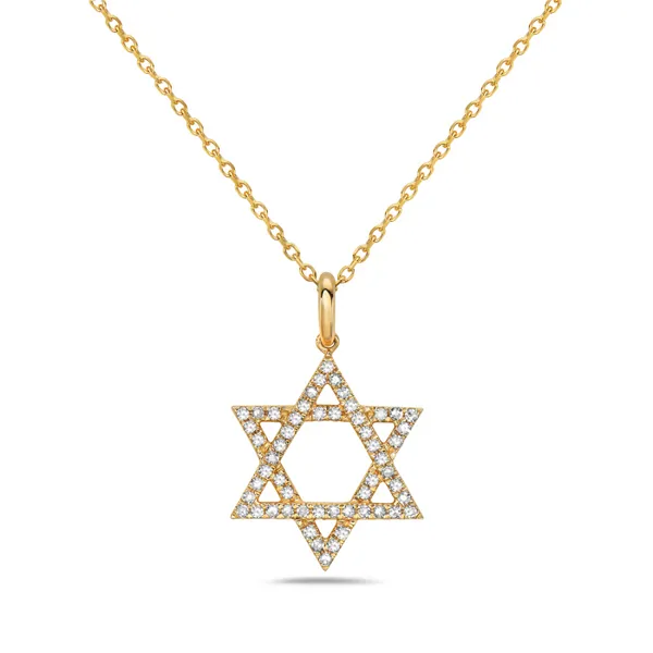 14KT YELLOW GOLD DIAMOND STAR OF DAVID PENDANT