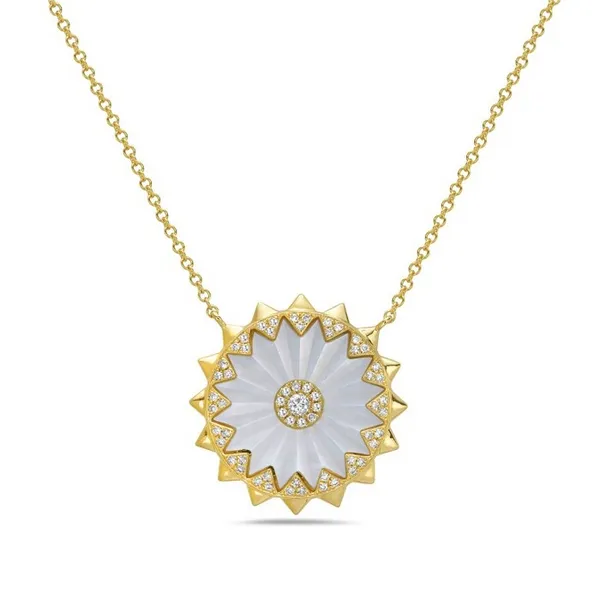 14KT YELLOW GOLD DIAMOND & MOTHER OF PEARL NECKLACE