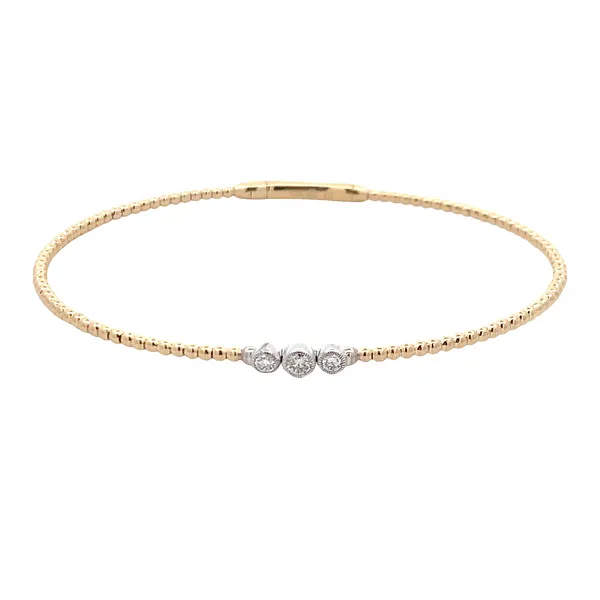 YELLOW AND WHITE GOLD BEADED BANGLE BRACELET Z's Fine Jewelry Peoria, AZ