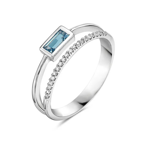 14KT GOLD BLUE TOPAZ AND DIAMOND RING Z's Fine Jewelry Peoria, AZ