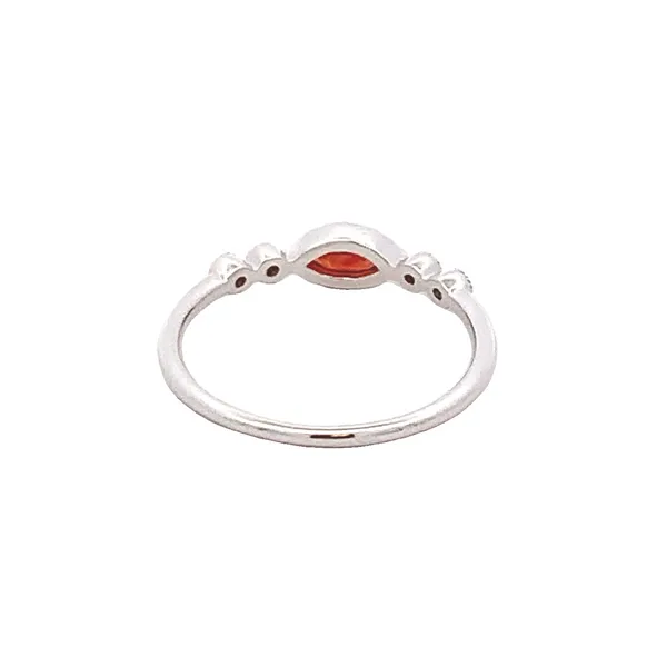 14KT WHITE GOLD GARNET & DIAMOND RING