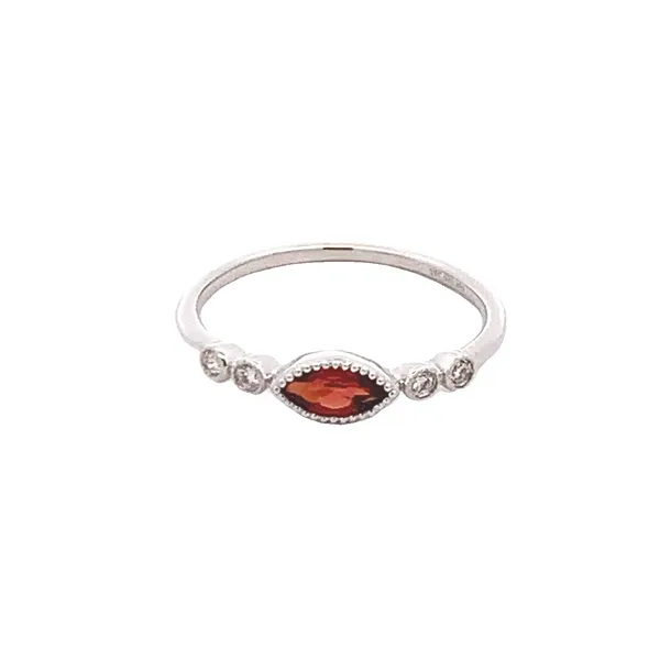 14KT WHITE GOLD GARNET & DIAMOND RING