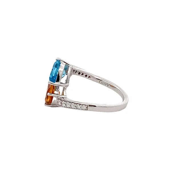 14KT WHITE GOLD BLUE TOPAZ, CITRINE AND DIAMOND RING Image 2 Z's Fine Jewelry Peoria, AZ