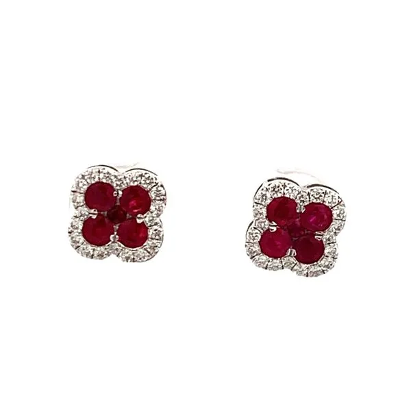 WHITE GOLD FLOWER STUD EARRINGS similar item image