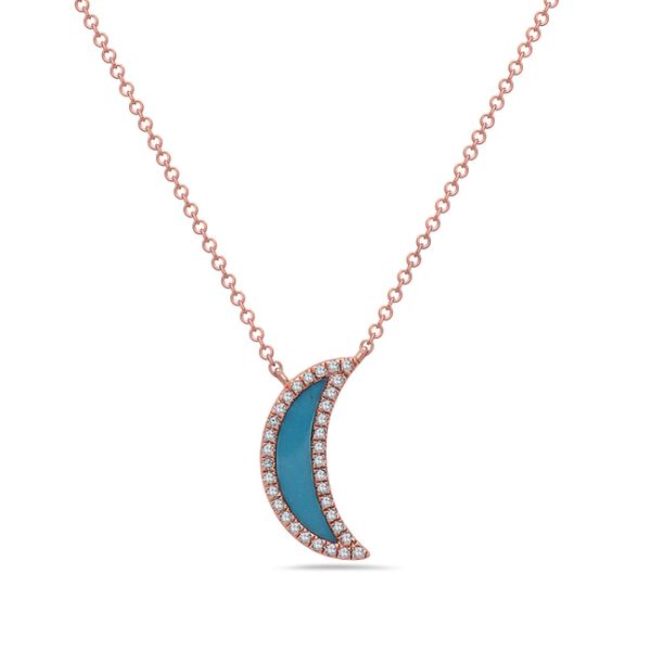 14KT ROSE GOLD TURQUOISE AND DIAMOND NECKLACE Z's Fine Jewelry Peoria, AZ