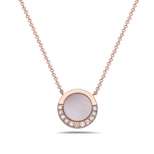 14KT ROSE GOLD MOTHER OF PEARL AND DIAMOND NECKLACE Z's Fine Jewelry Peoria, AZ