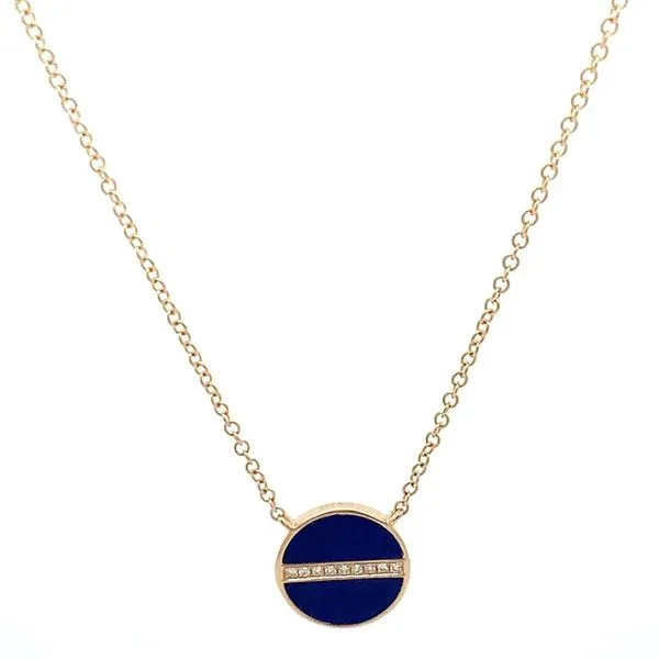 14KT GOLD LAPIS AND DIAMOND NECKLACE similar item image