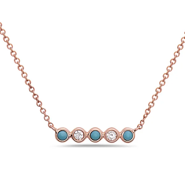 14KT GOLD TURQUOISE AND DIAMOND NECKLACE Z's Fine Jewelry Peoria, AZ