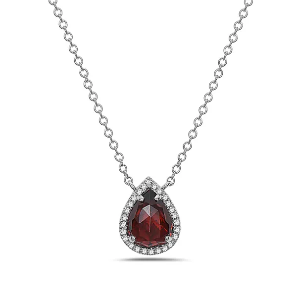 14KT WHITE GOLD GARNET AND DIAMOND NECKLACE Z's Fine Jewelry Peoria, AZ