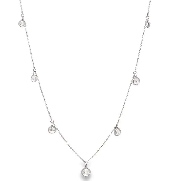ESTATE 14KT WHITE GOLD BEZEL SET DIAMOND STATION NECKLACE Image 3 Z's Fine Jewelry Peoria, AZ
