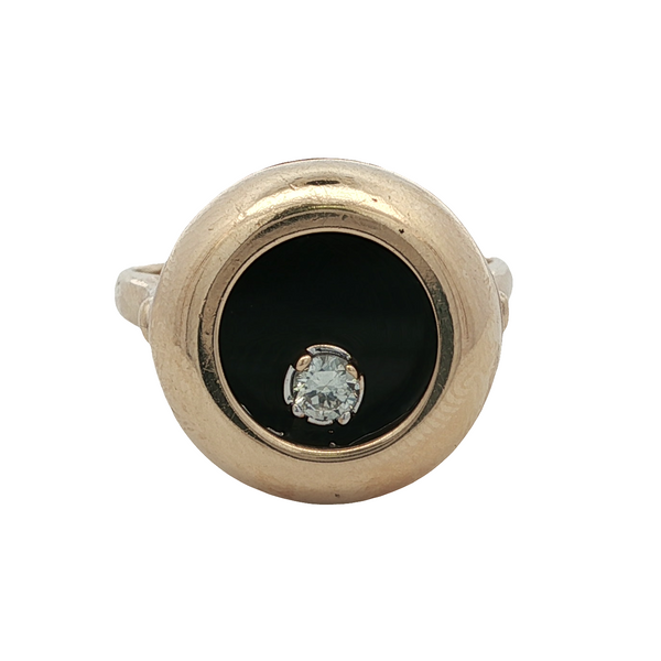 ESTATE YELLOW GOLD DIAMOND AND ONYX RING Z's Fine Jewelry Peoria, AZ