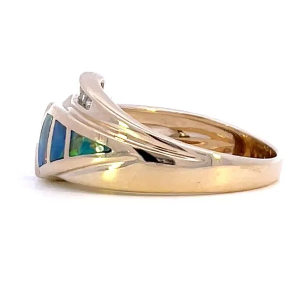 ESTATE 14KT YELLOW GOLD TANZANITE, OPAL AND DIAMOND RING Image 2 Z's Fine Jewelry Peoria, AZ