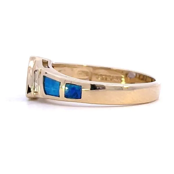 ESTATE 14KT YELLOW GOLD TANZANITE, OPAL & DIAMOND RING Image 2 Z's Fine Jewelry Peoria, AZ