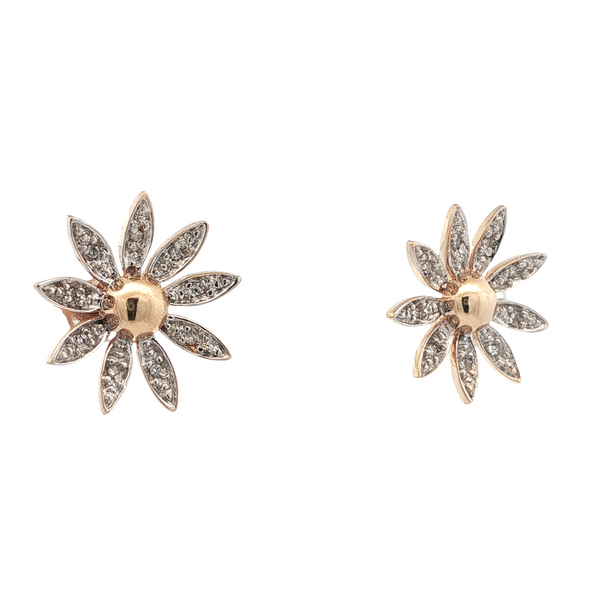 ESTATE 14KT TWO TONE GOLD FLOWER STUD EARRINGS Image 2 Z's Fine Jewelry Peoria, AZ