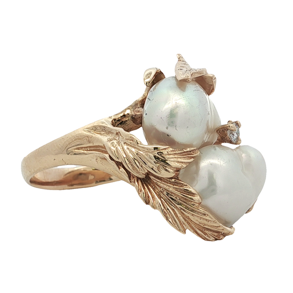 ESTATE 14KT YELLOW GOLD DOUBLE PEARL RING Image 2 Z's Fine Jewelry Peoria, AZ