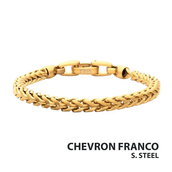 5mm 18Kt Gold IP Steel Sandblast Franco Chain Bracelet Z's Fine Jewelry Peoria, AZ