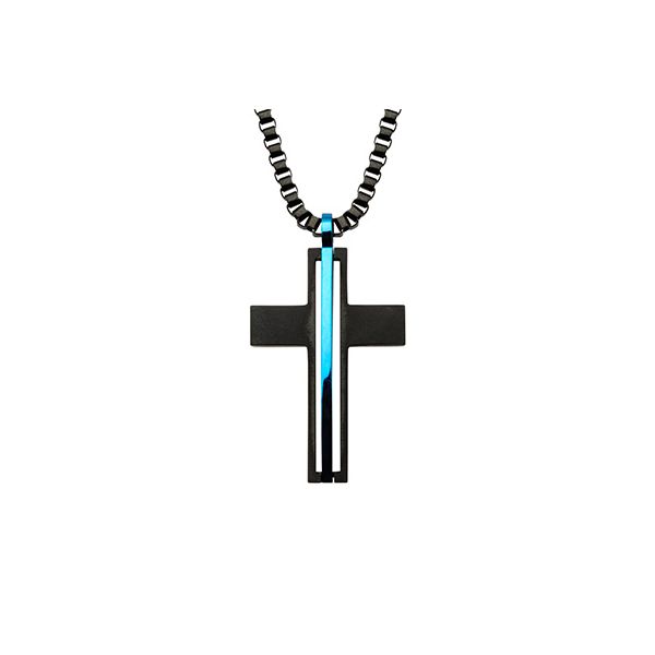 INOX INOX STAINLESS STEEL BLACK PLATED CROSS NECKLACE Z's Fine