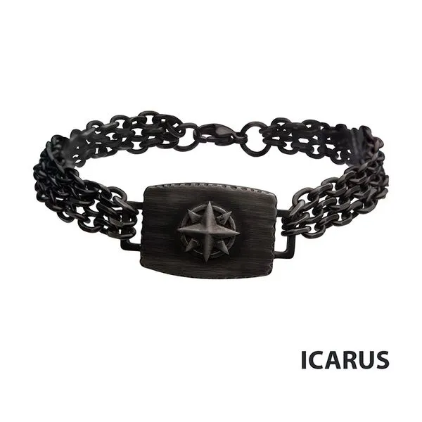 Gun Metal IP Compass Plate with Double Chain Link Bracelet Z's Fine Jewelry Peoria, AZ