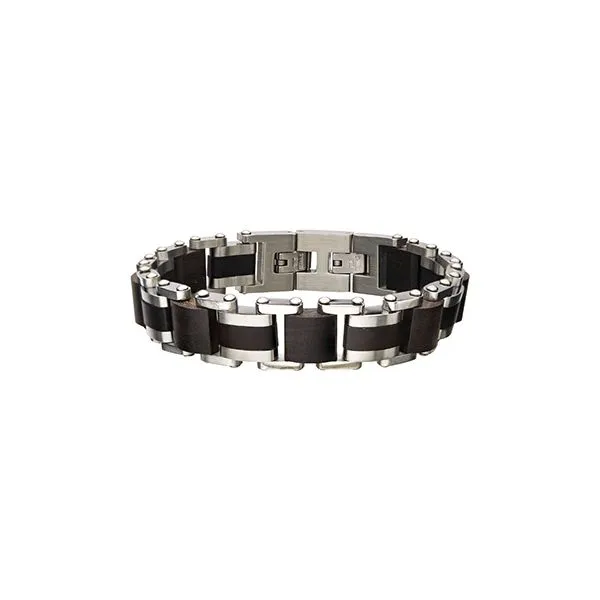 Stainless Steel w/ Ebony Wood Link Bracelet Z's Fine Jewelry Peoria, AZ
