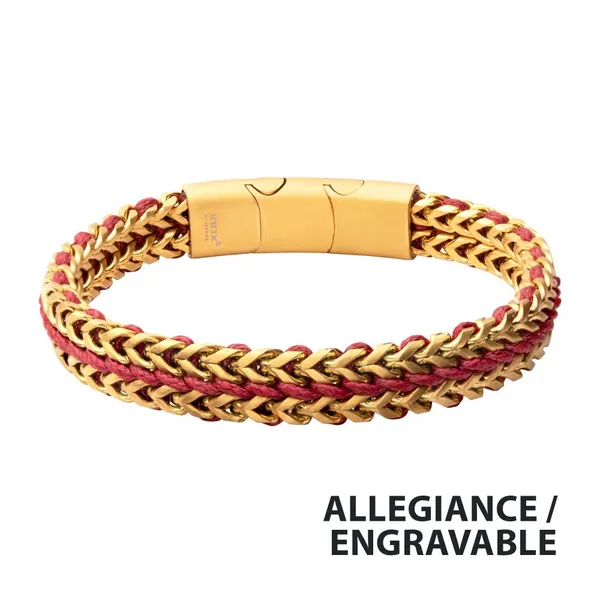 Matte Finish Gold IP Stainless Steel Foxtail Chain with Red Wax Cord Bracelet Z's Fine Jewelry Peoria, AZ