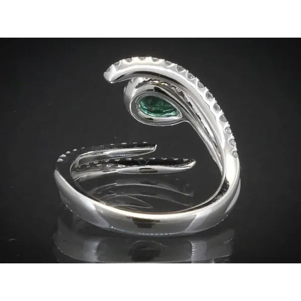 18k White Gold Natural 1.14ctw Emerald & Diamond Bypass Cock, Estate  Jewelers