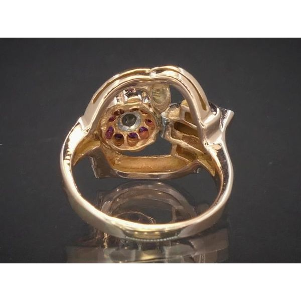 Antique Deco 14k Rose Gold Ruby & Diamond Ladies Band Ring 7.3g i7701 Image 3 Estate Jewelers Toledo, OH