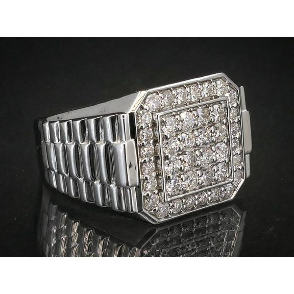 Vintage 10k White Gold Watch Style Natural 2ctw Diamond Mens Ring 15.9g i8060 Image 2 Estate Jewelers Toledo, OH