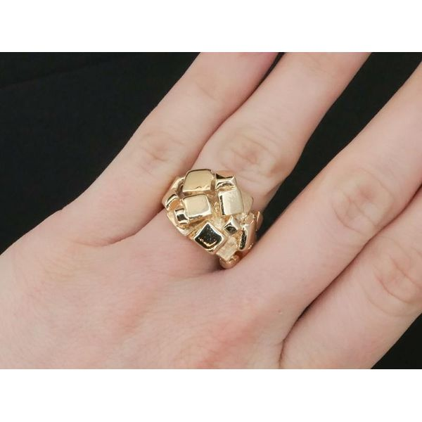 Vintage 14k Yellow Gold 16mm Nugget Style Mens Pinky Ring 12