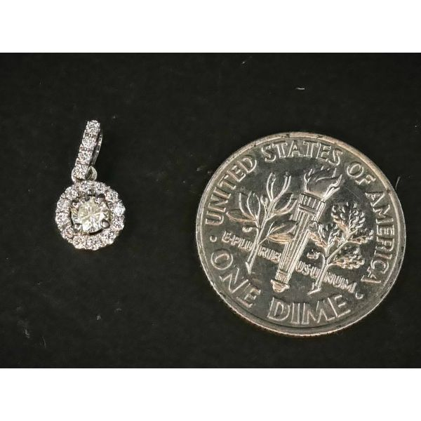 NEW 14k White Gold Natural .18ctw Diamond Halo Ladies Small Pendant i9745 Image 2 Estate Jewelers Toledo, OH