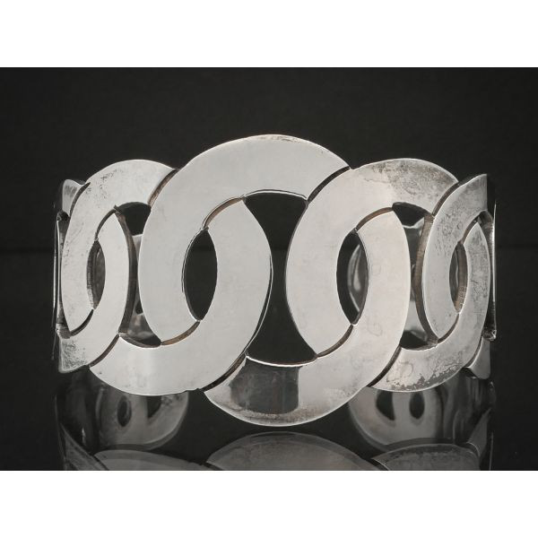 Vintage Sterling Silver Open Circle Mexico Cuff Bracelet 60g i10184 Estate Jewelers Toledo, OH