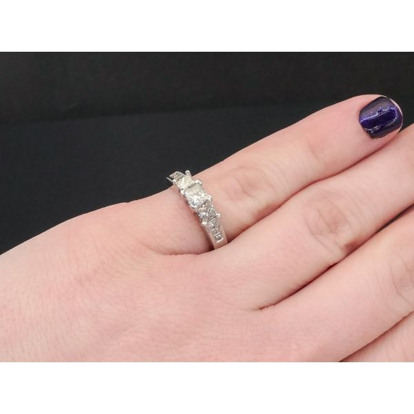 Estate 14k White Gold Princess Cut 1.00ctw Diamond Engagement Ring 4.7g i10292 Image 5 Estate Jewelers Toledo, OH