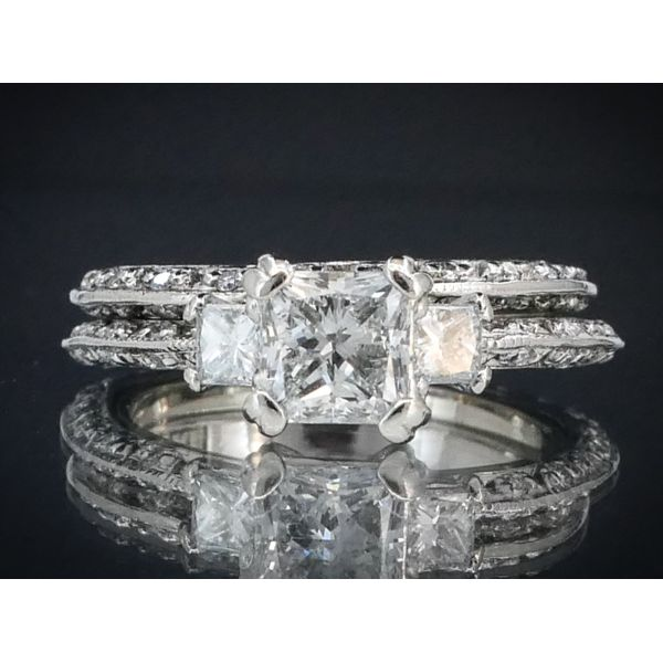 Platinum EGL Natural Princess 1.71ctw Diamond Tacori Wedding Set 8.7g i10322 Estate Jewelers Toledo, OH
