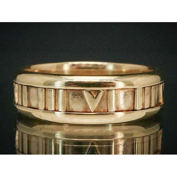 Tiffany & Co 18K White Gold Atlas Roman Numerals Band Ring. Size 6