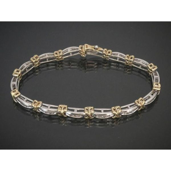 14k Two Tone Gold XOXO 1.05ctw Natural Diamond Tennis Bracelet 14.2g i10932 Image 2 Estate Jewelers Toledo, OH