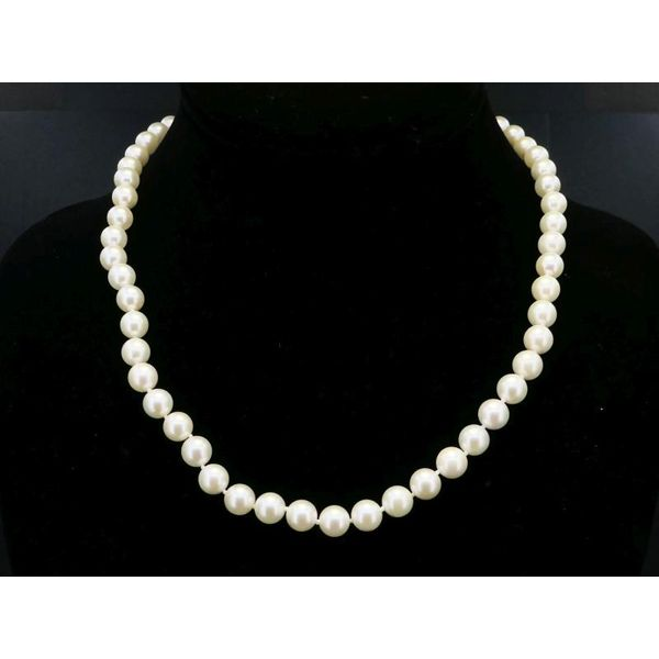 NEW 14k White Gold 7mm Freshwater Pearl Necklace 32g 18"L i11014 Estate Jewelers Toledo, OH