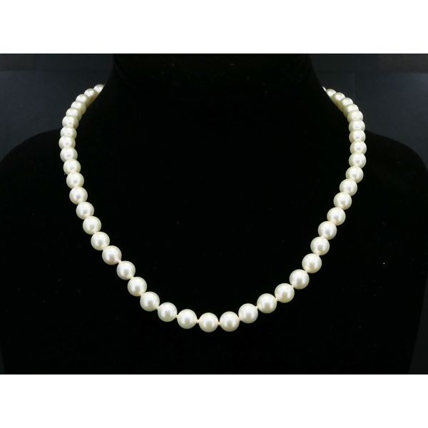 NEW 14k Yellow Gold 7mm Akoya Pearl Necklace 312g 18