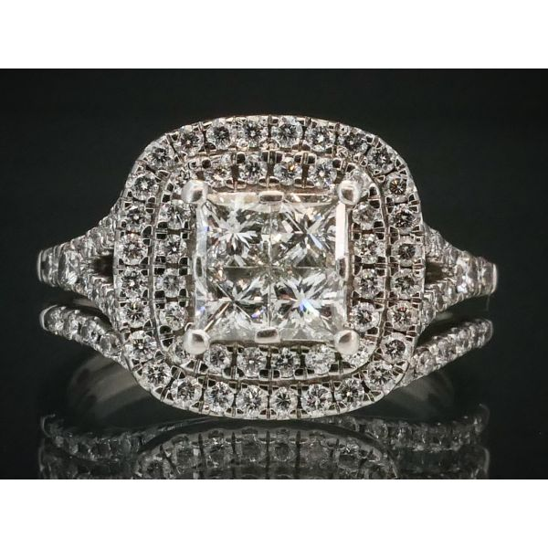 14k White Gold Invisible Set Natural 1.35ctw Diamond Wedding Set 7g i11056 Estate Jewelers Toledo, OH