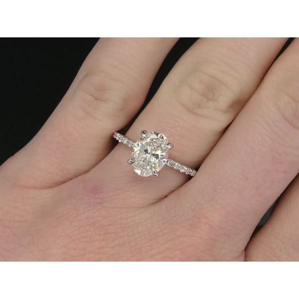 Sparkling 14k White Gold GIA Oval Natural 1.63ct Diamond Engagement Ring i6996 Image 3 Estate Jewelers Toledo, OH