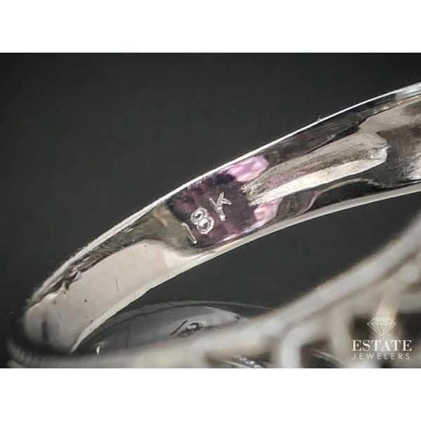 Antique 18k White Gold Oval Cut 12ct Natural Amethyst Filigree Ring 7g i11584 Image 4 Estate Jewelers Toledo, OH