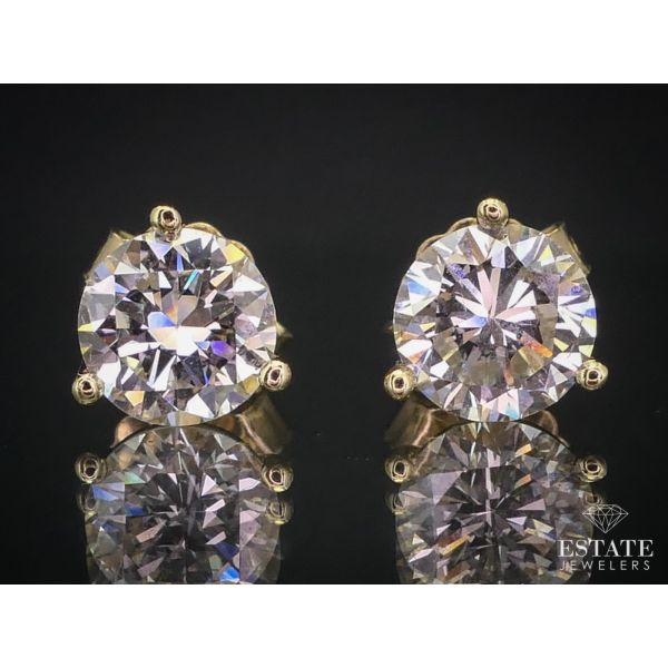 14k Yellow Gold Round 1.52ctw Natural Diamond Martini Style Stud Earrings i12172 Image 2 Estate Jewelers Toledo, OH