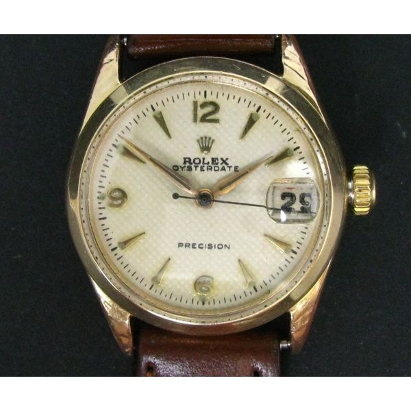 Vintage Rolex Oyster Date 6466 Roulette Honeycomb Dial Midsize Watch i6671 Estate Jewelers Toledo, OH
