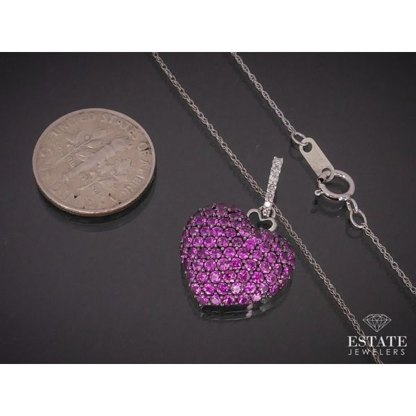 Heart Necklace with Pink Sapphire in White Gold