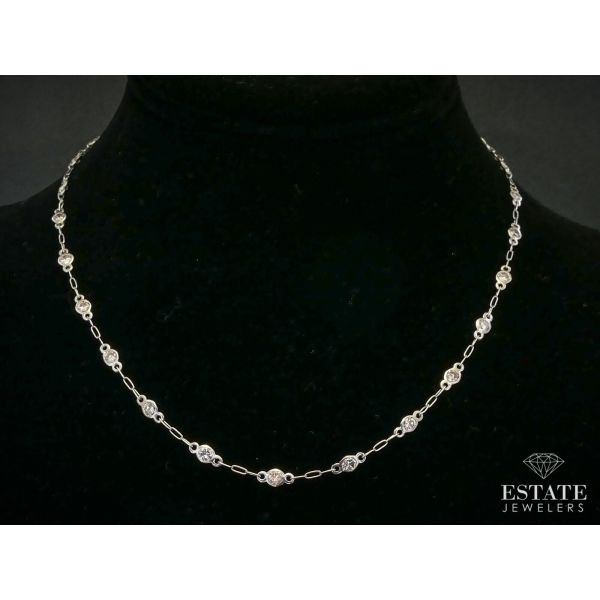 Estate 14k White Gold Natural 2.50ctw Diamond Link Ladies Necklace 5.4g i12380 Estate Jewelers Toledo, OH