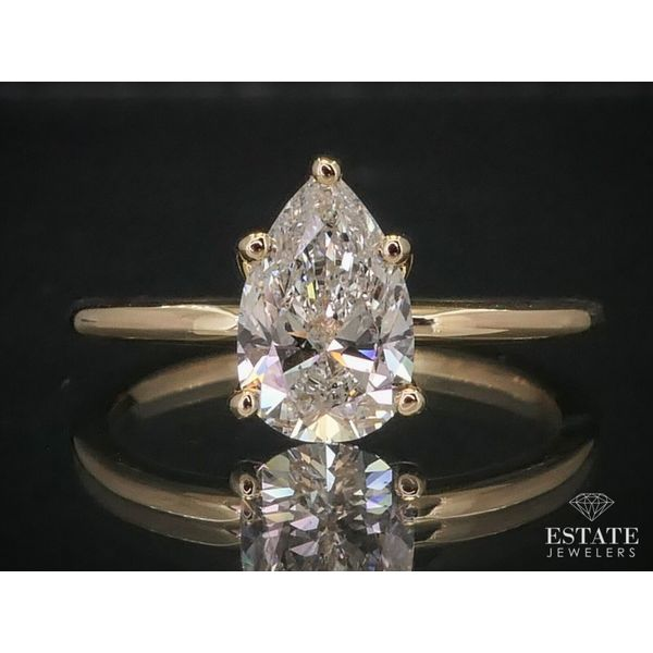 NEW 14k Yellow Gold 1.20ct GIA Pear Cut Diamond Solitaire Engagement Ring i12454 Estate Jewelers Toledo, OH