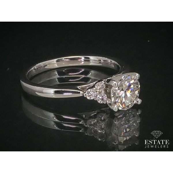 Fiery 14k White Gold Round Natural .90ct Diamond Engagement Ring 3.1g i12446 Image 2 Estate Jewelers Toledo, OH